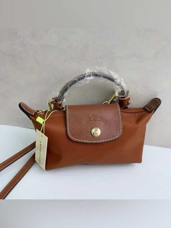 Longchamp Handbags - Longchamp  Brown Mini Canvas Shoulder Bag
